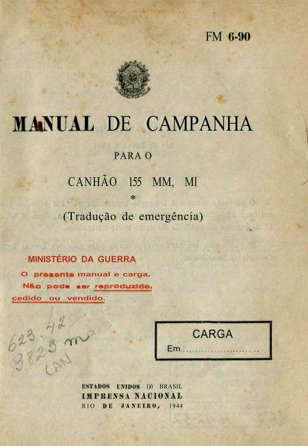 Capa do Livro Manual de Campanha para o Canhão 155 mm M1