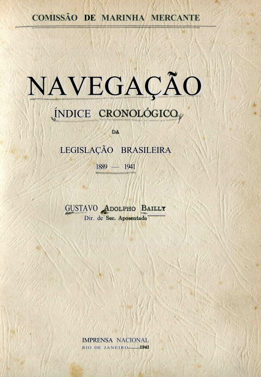 Capa do Livro Navegação Índice Cronológico da Legislação Brasileira 1889