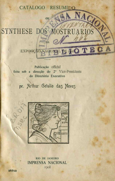 Capa do Livro Catalogo Resumido ou Synthese dos Mostruarios da Exposição Nacional de 1908