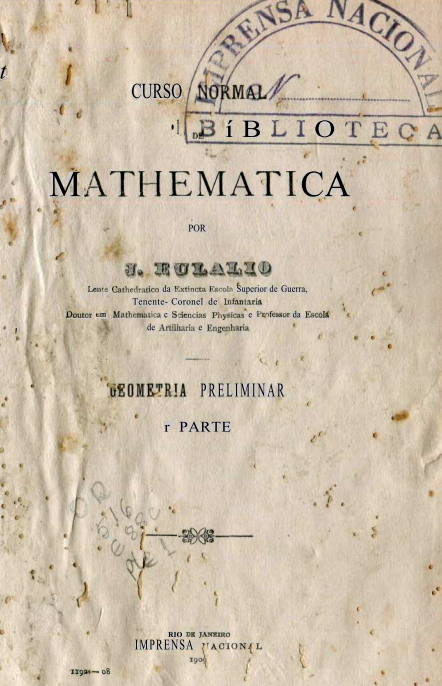 Capa do Livro Curso Normal de Mathemática - Geometria Preliminar 1ª parte