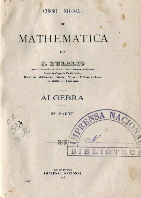 Capa do Livro Curso Normal de Mathemática - Trigonometria