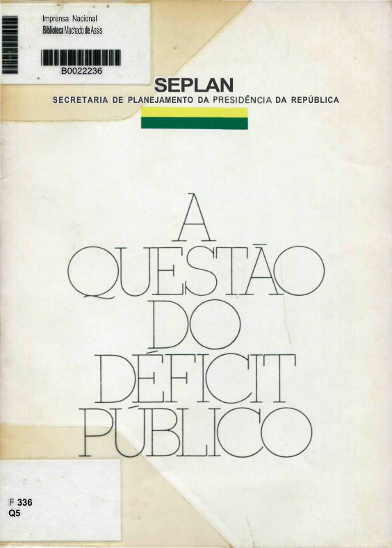Capa do Livro A Questão do Deficit Público - SEPLAN