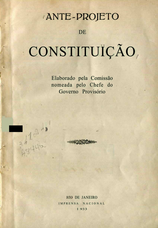 Capa do Livro Ante-Projeto de Constituição