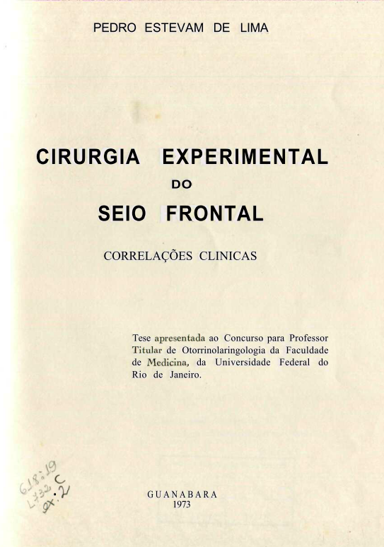 Capa do Livro Cirurgia Experimental do Seio Frontal