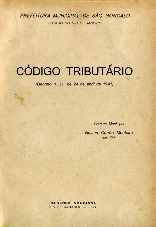 Capa do Livro Código Tributário--Prefeitura Municipal de São Gonçalo-RJ