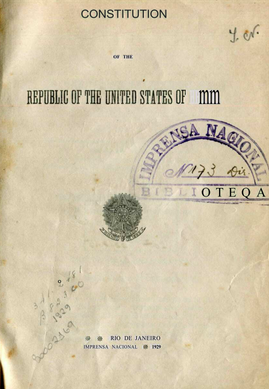 Capa do Livro Constitution Of The Republic Of The United States Of Brazil