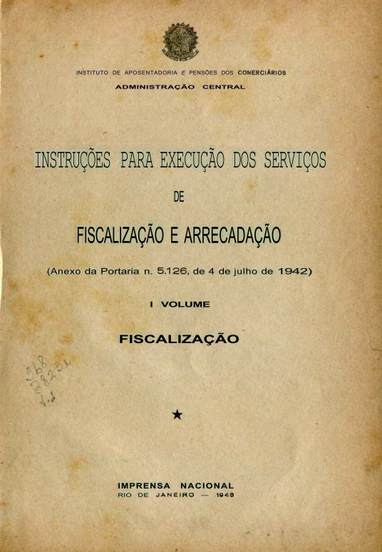 Capa do Livro Instruções Para Execução Dos Serviços de Fiscalização e Arrecadação-Volume I