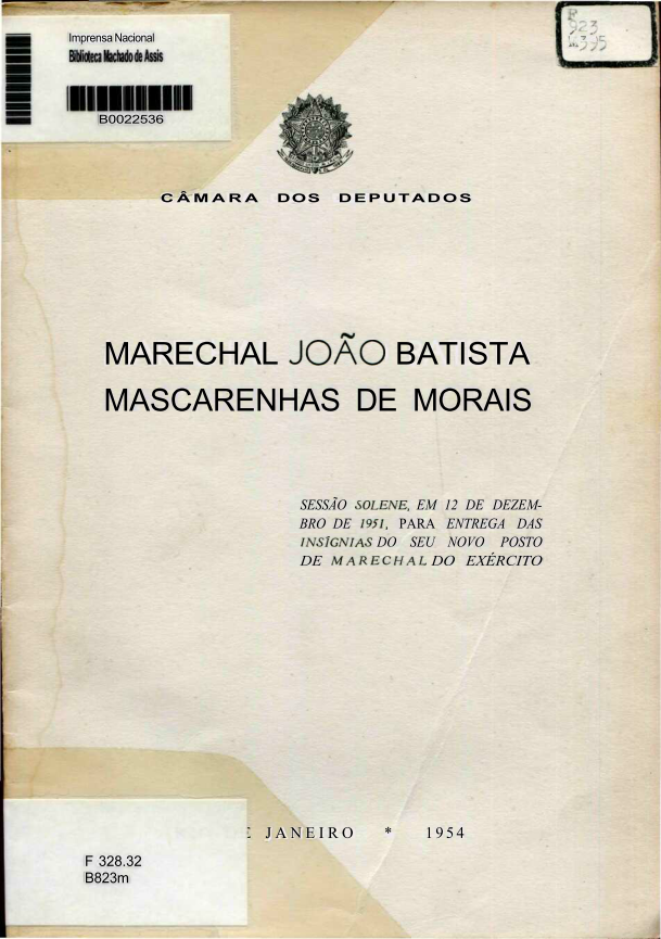 Capa do Livro Marechal João Batista Mascarenhas de Morais