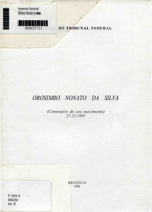 Capa do Livro Orosimbo Nonato da Silva (Centenário do seu nascimento)