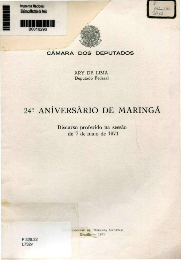 Capa do Livro 24º Aniversário de Maringá