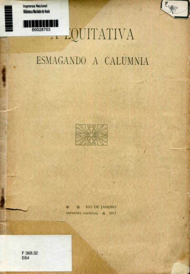 Capa do Livro A Equitativa Esmagando a Calumnia
