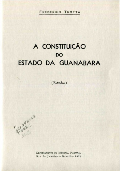 Capa do Livro A Constituição do Estado da Guanabara