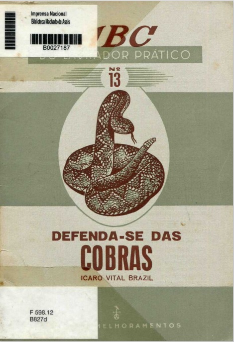 Capa do Livro ABC do Lavrador Prático Nº 13 - Defenda-se das Cobras