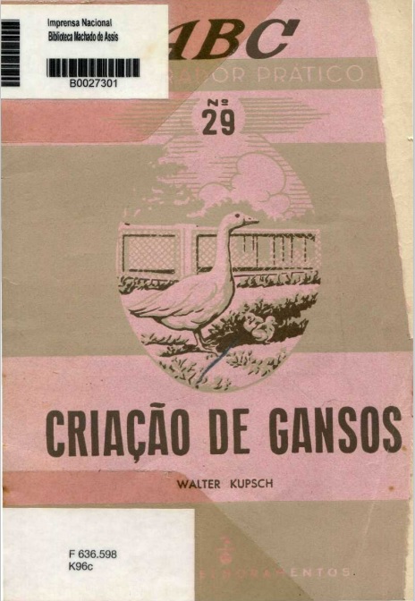 Capa do Livro ABC do Lavrador Prático Nº 29 - Criação de Gansos