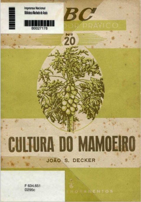 Capa do Livro ABC do Lavrador Prático Nº 20 - Cultura do Mamoeiro