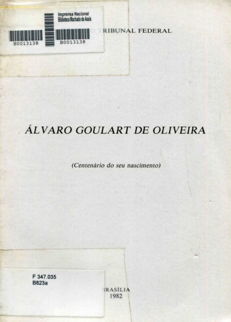 Capa do Livro Álvaro Goulart de Oliveira (Centenário do seu nascimento)