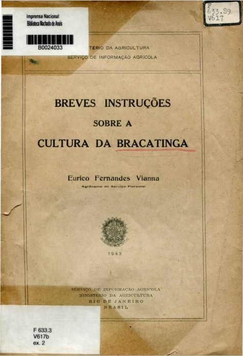 Capa do Livro Breves Instruções Sobre a Cultura da Bracatinga