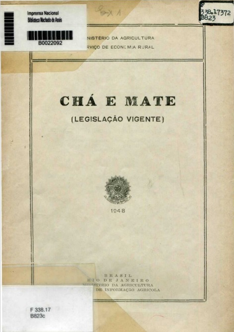 Capa do Livro Chá e Mate (Legislação Vigente)
