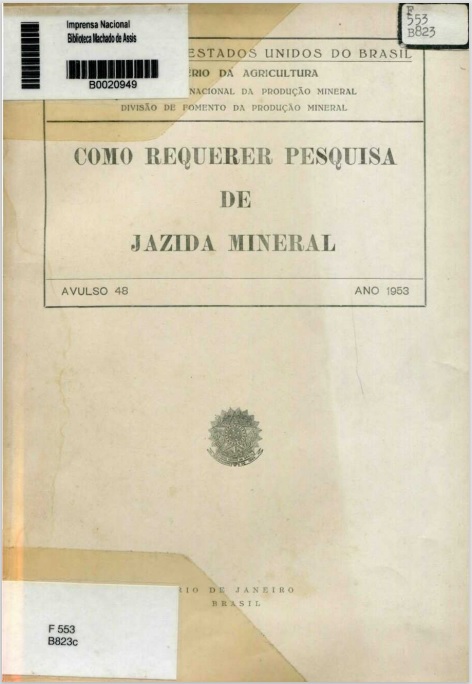 Capa do Livro Como Requerer Pesquisa de Jazida Mineral - Avulso 48