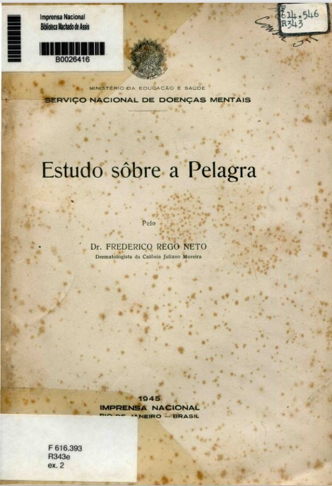 Capa do Livro Estudo sobre a Pelagra