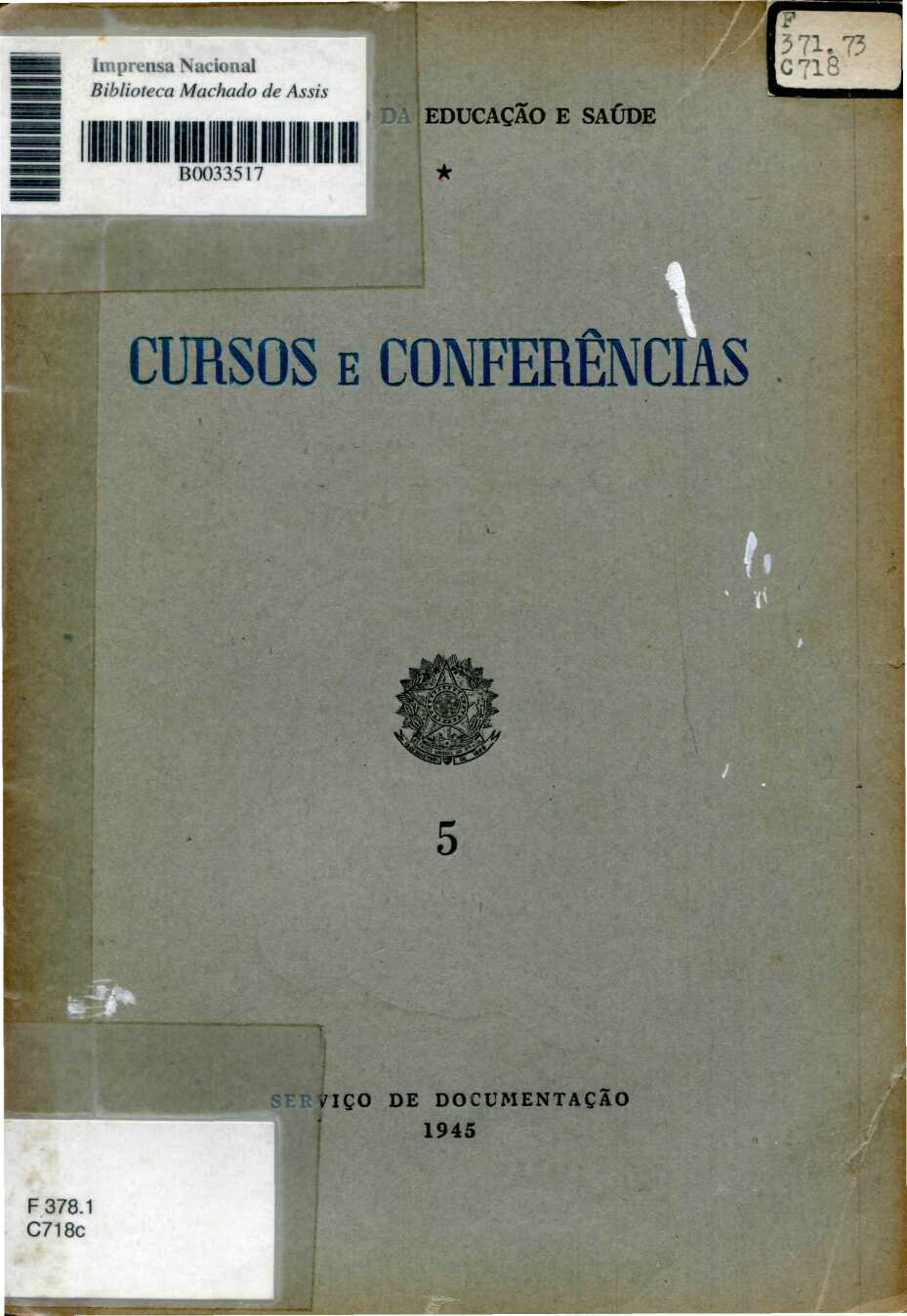 Capa do Livro Cursos e Conferências  5 - Avaliação dos Resultados dos Exercícios