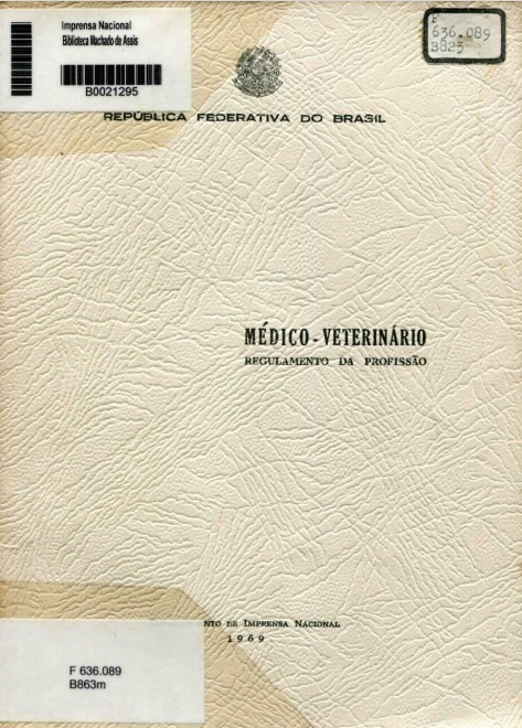 Capa do Livro Médico - Veterinário - Regulamento da Profissão