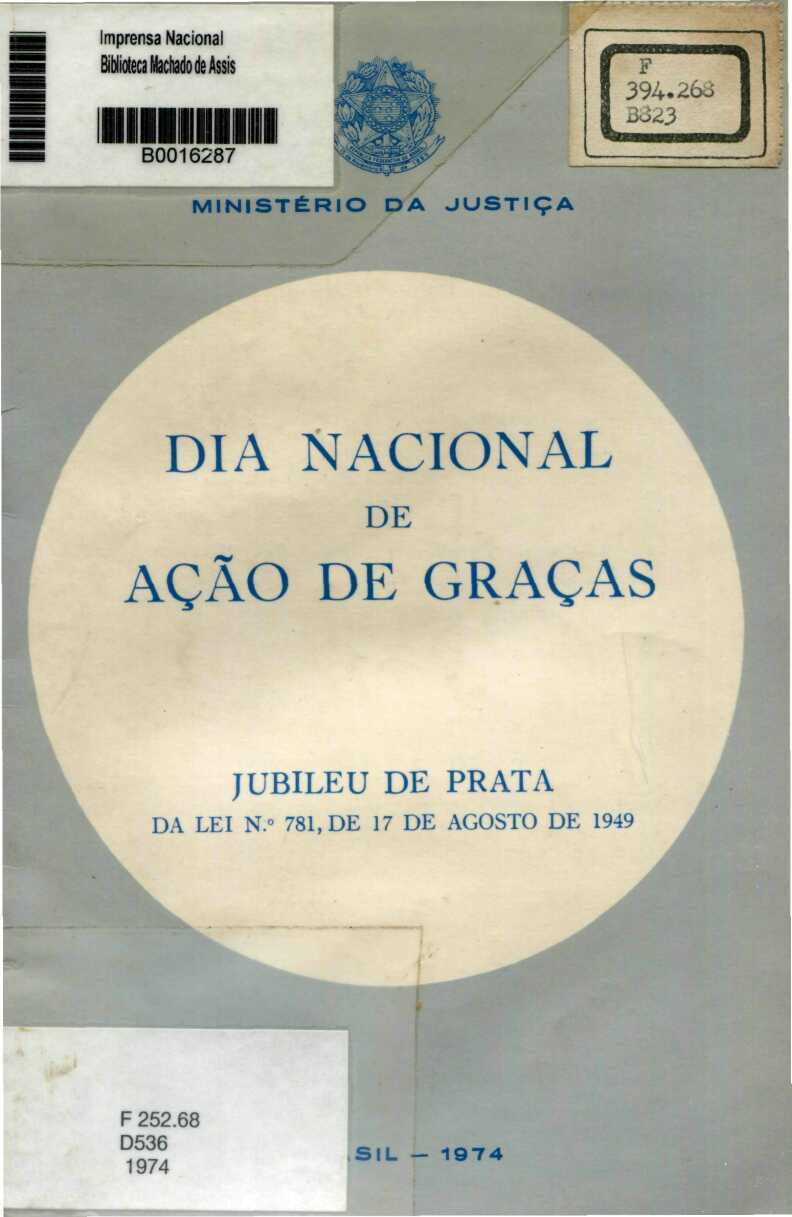 Capa do Livro Dia Nacional de Ação de Graças - Jubileu de Prata