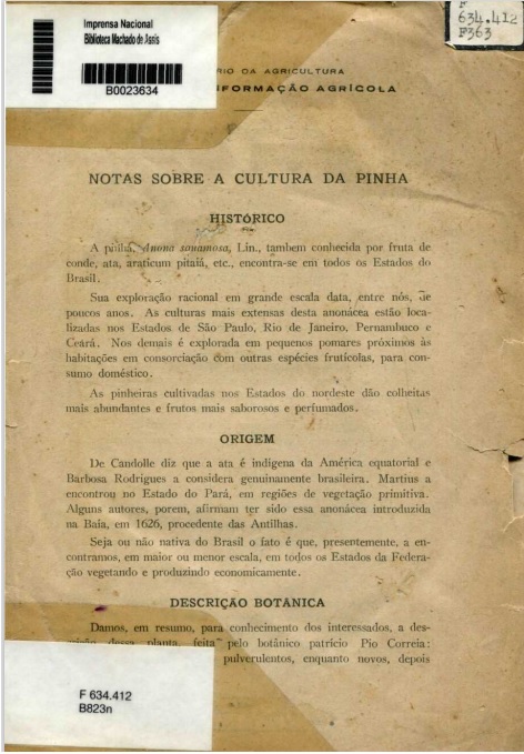 Capa do Livro Notas Sobre a Cultura da Pinha