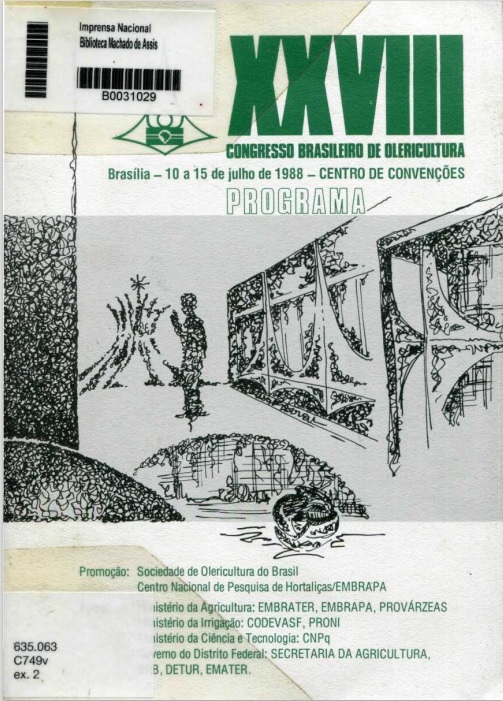 Capa do Livro XXVIII Congresso Brasileiro de Olericultura