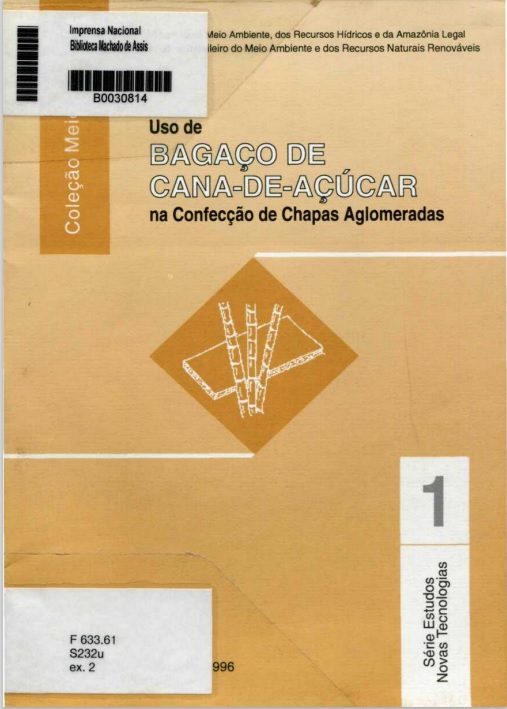 Capa do Livro Uso de Bagaço de Cana-De-Açucar na Confecção de Chapas Aglomeradas