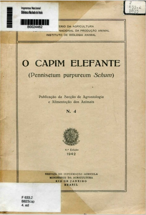 Capa do Livro O Capim Elefante (Pennisclum purpureum Schum)