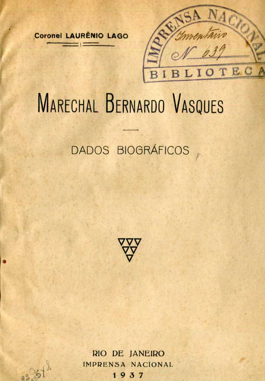 Capa do Livro Marechal Bernardo Vasques
