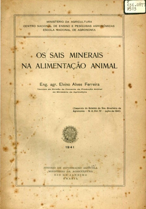 Capa do Livro Os sais minerais na alimentação animal