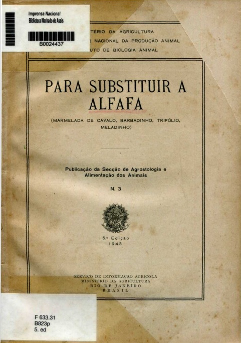 Capa do Livro Para substituir a Alfafa ( marmelada de cavalo , Barbadinho , trifólio , meladinho )
