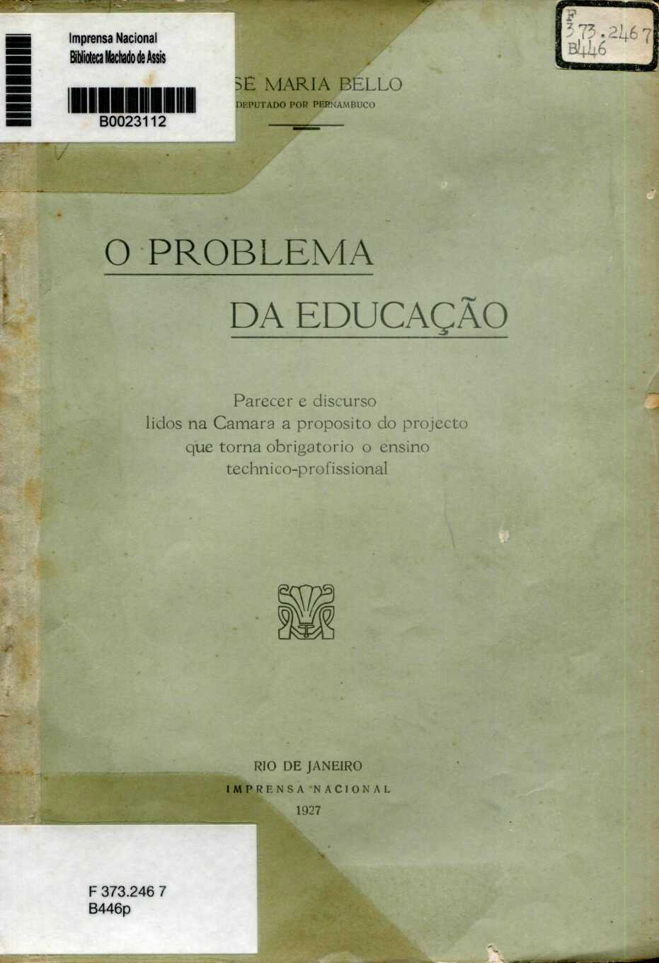 Capa do Livro O Problema da Educação