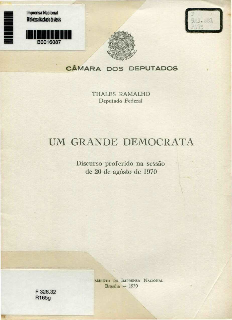 Capa do Livro Um Grande Democrata