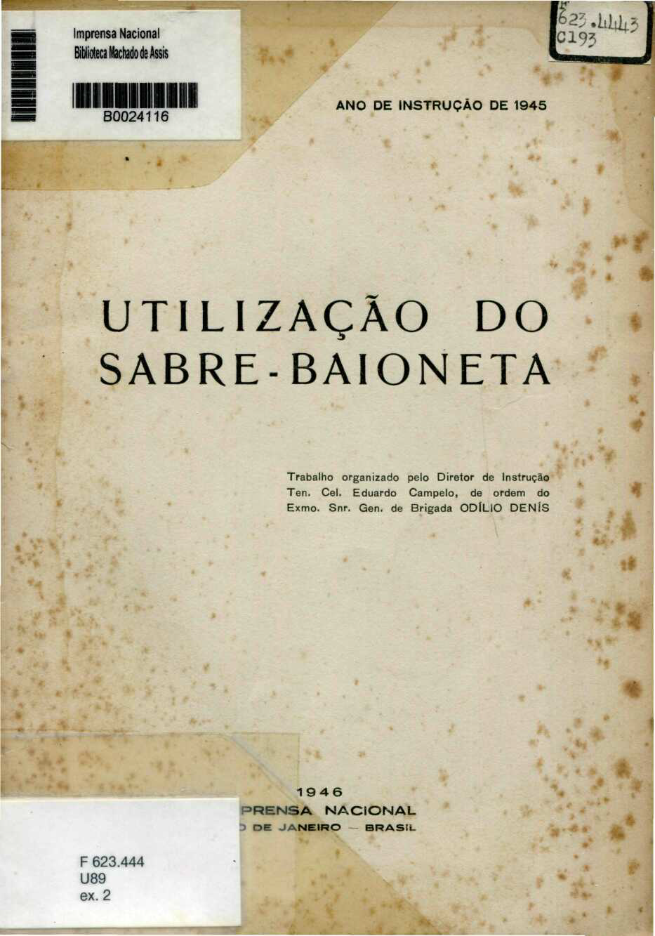 Capa do Livro Utilização do Sabre - Baioneta