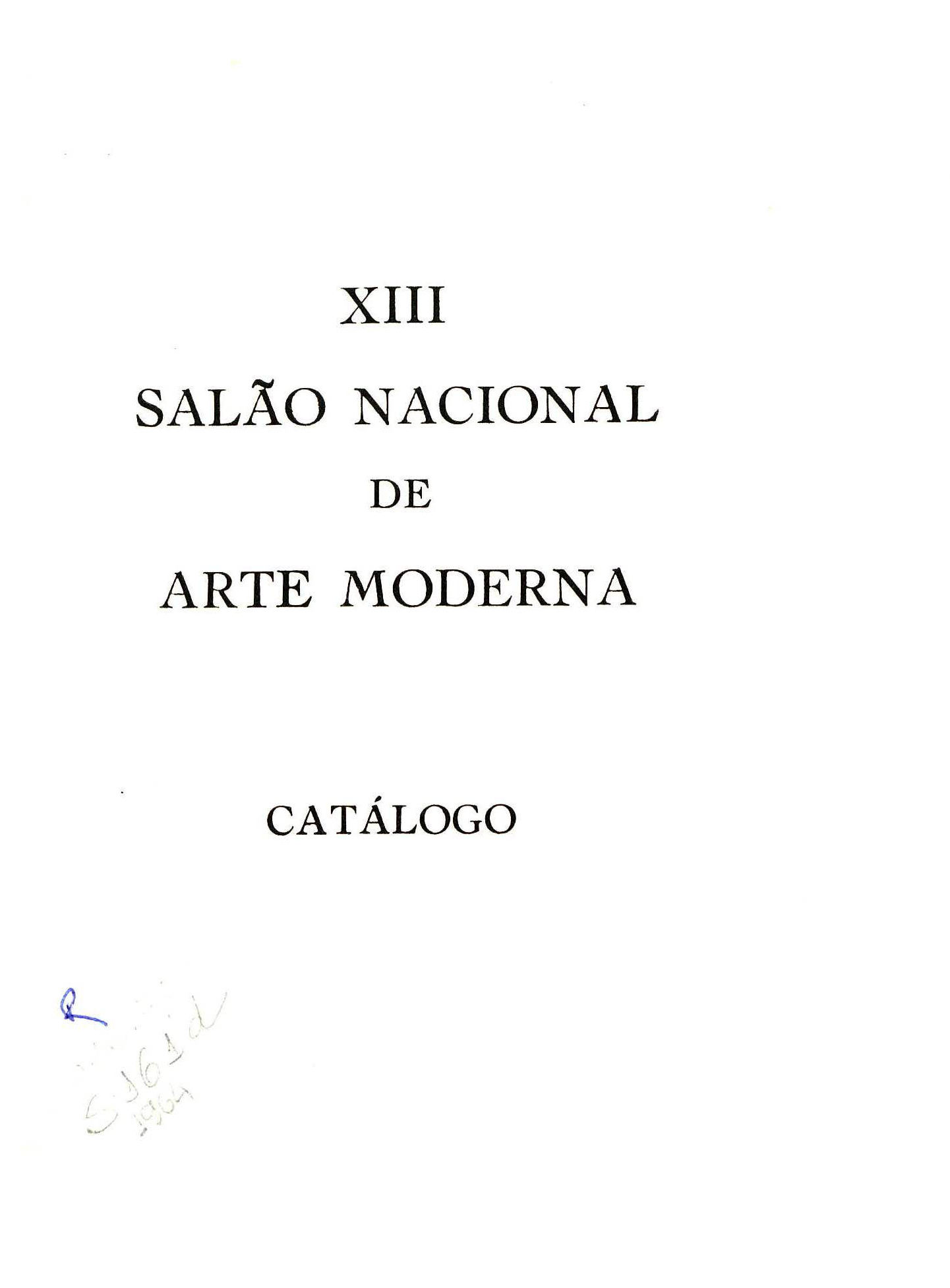 Capa do Livro XIII Salão Nacional de Arte Moderna