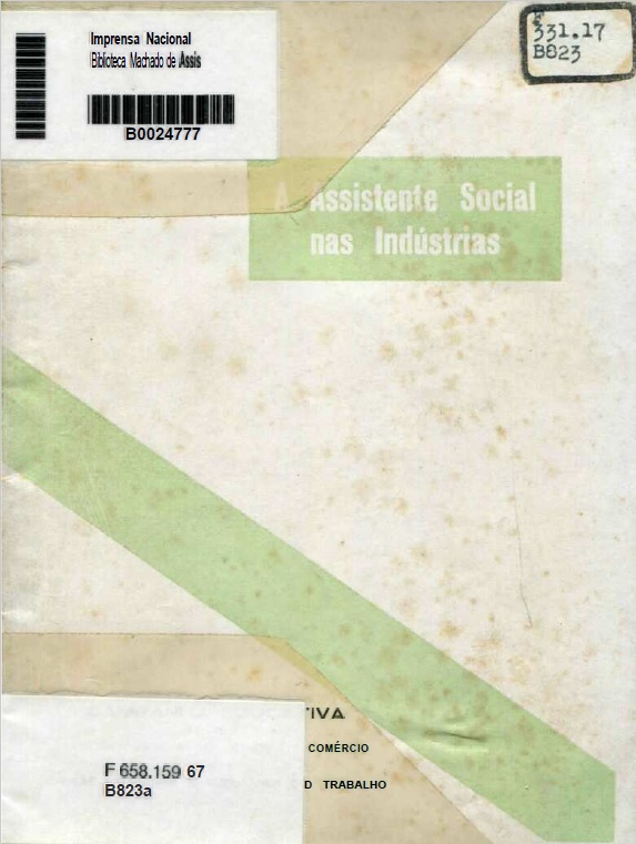 Capa do Livro A Assistente Social nas Industrias