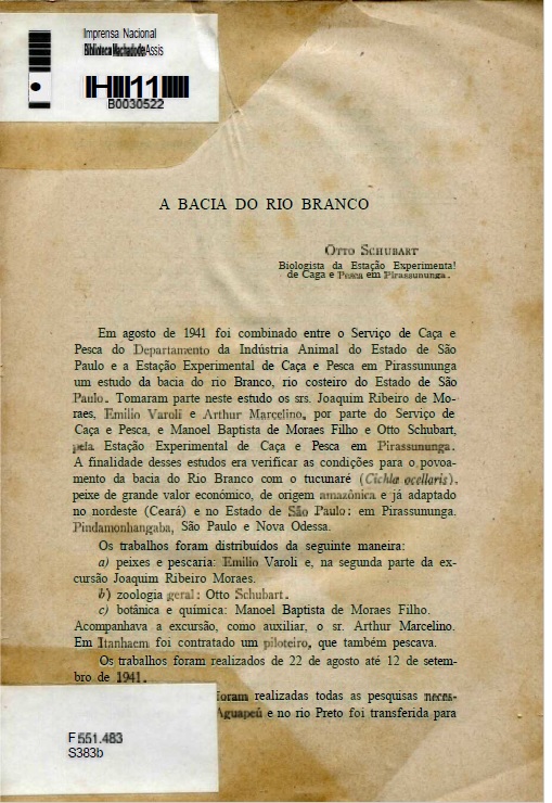Capa do Livro A Bacia do Rio Branco