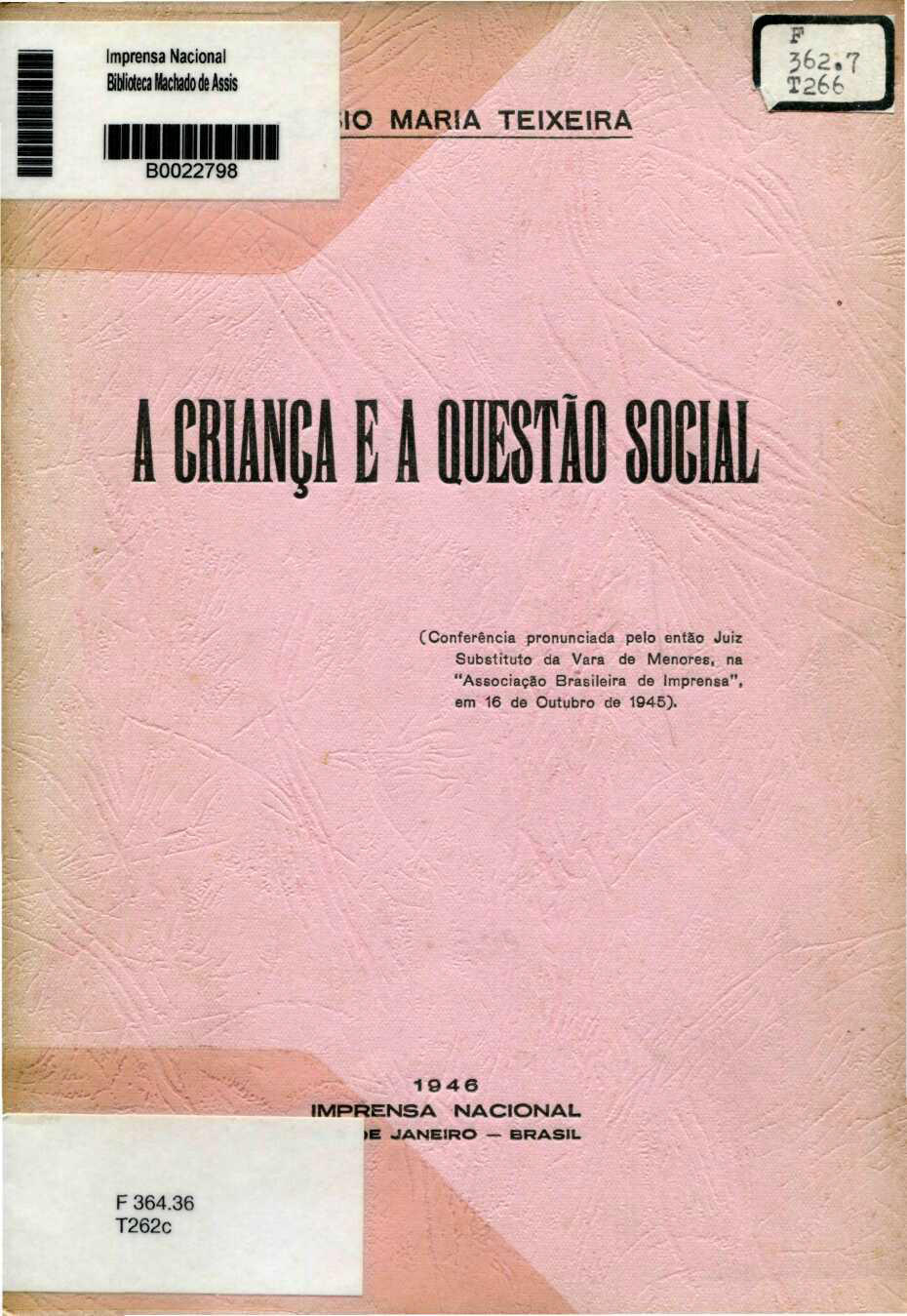 Capa do Livro A Criança e a Questão Social