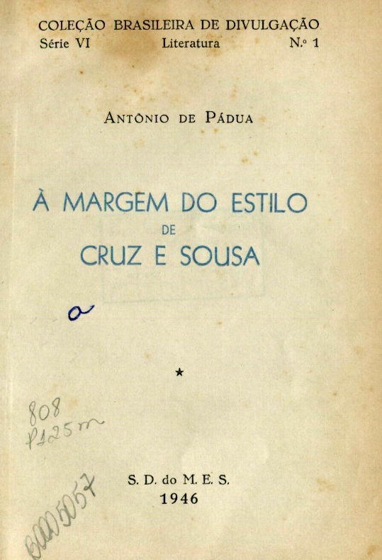 Capa do Livro À Margem do Estilo de Cruz e Sousa-Antônio de Pádua