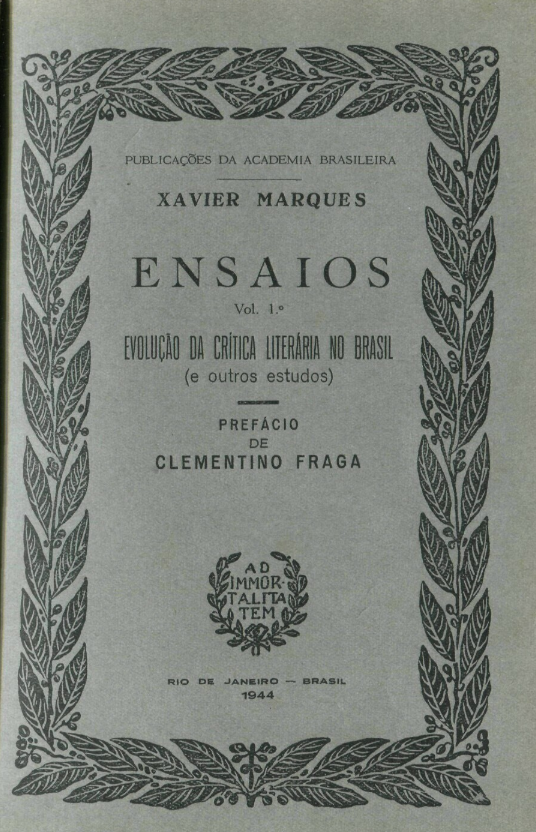 Capa do Livro Ensaios vol. 1 - Evolução da Crítica Literária no Brasil