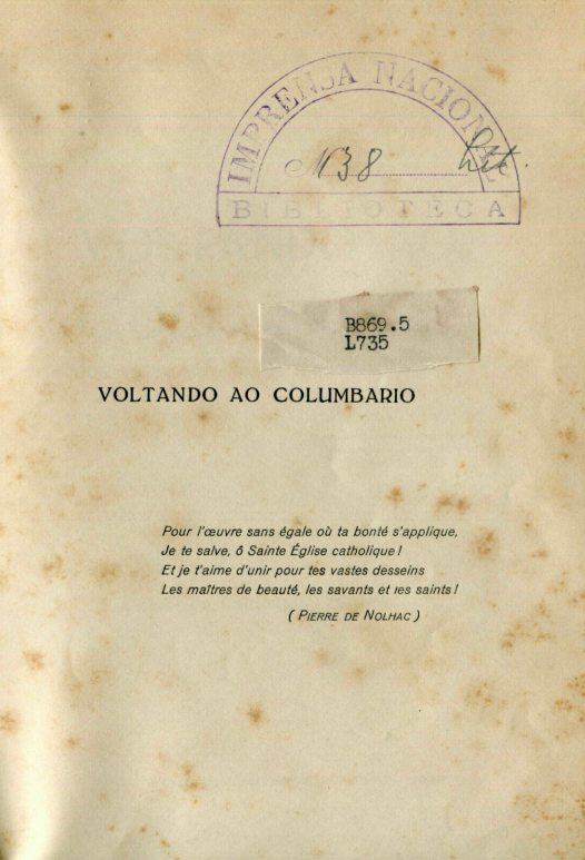 Capa do Livro Voltando ao Columbário
