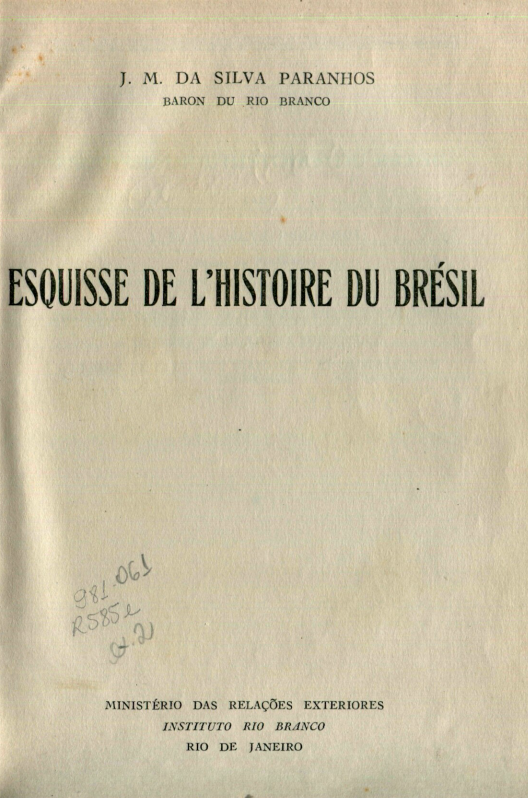 Capa do Livro Esquisse de l'Histoire du Brésil