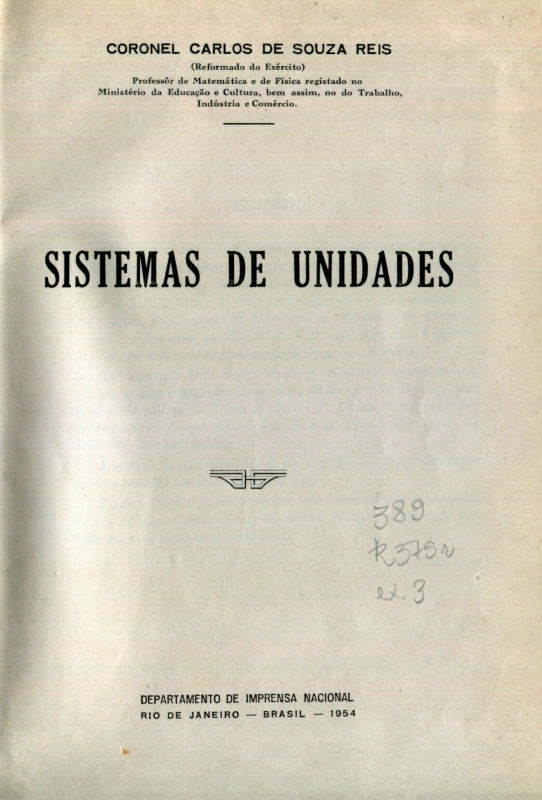 Capa do Livro Sistema de Unidades