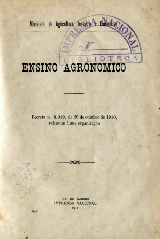 Capa do Livro Ensino Agronomico