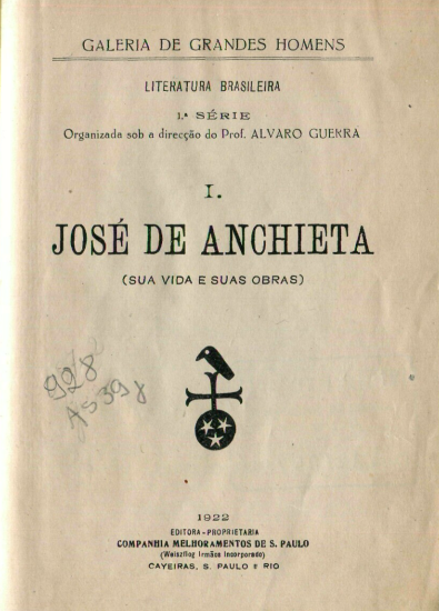 Capa do Livro José de Anchieta -Sua Vida e Suas Obras