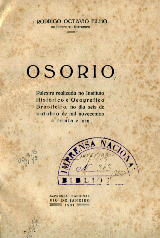 Capa do Livro Osorio