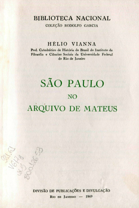 Capa do Livro São Paulo no Arquivo de Mateus